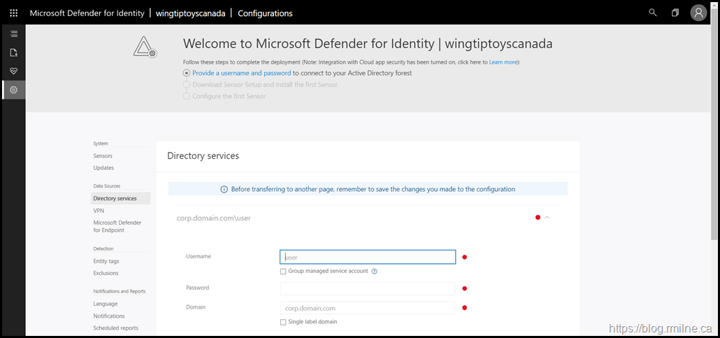 Configuring MDI - Specify Directory Access Account`