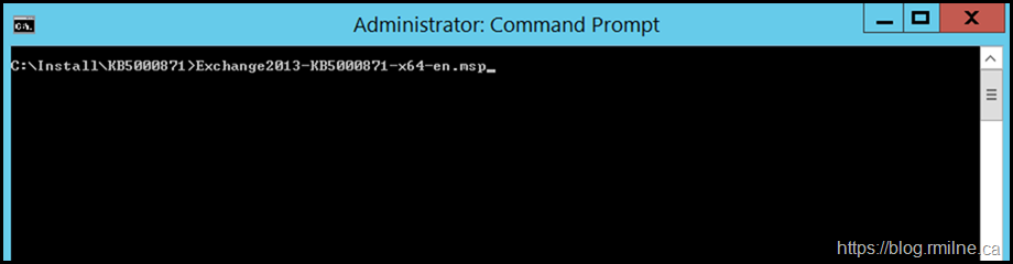 Installing March 2012 Exchange Security Update From An Elevated CMD Prompt