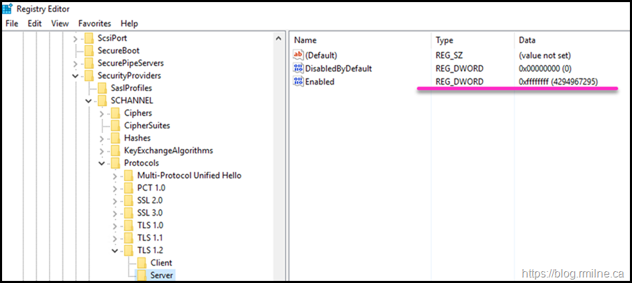 Old Version of IISCrypto Writing Unsupported TLS Values
