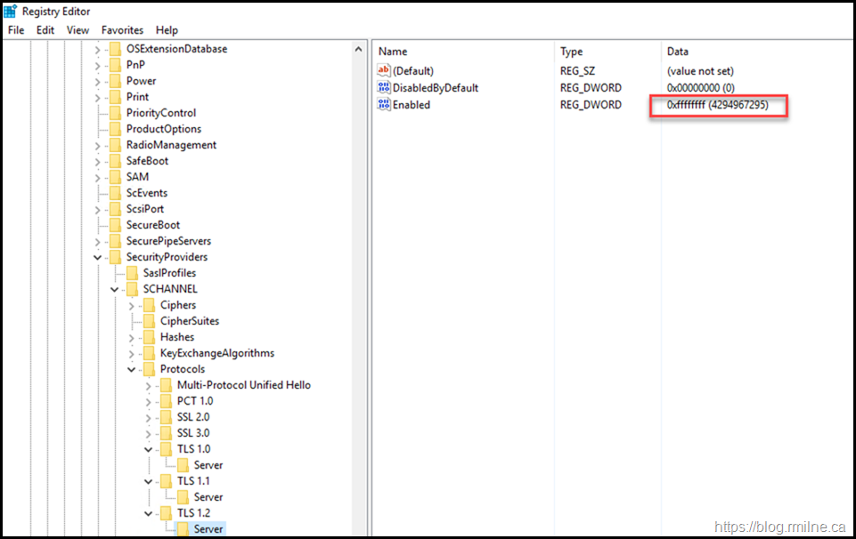 Old Version of IISCrypto Writing Unsupported TLS Values
