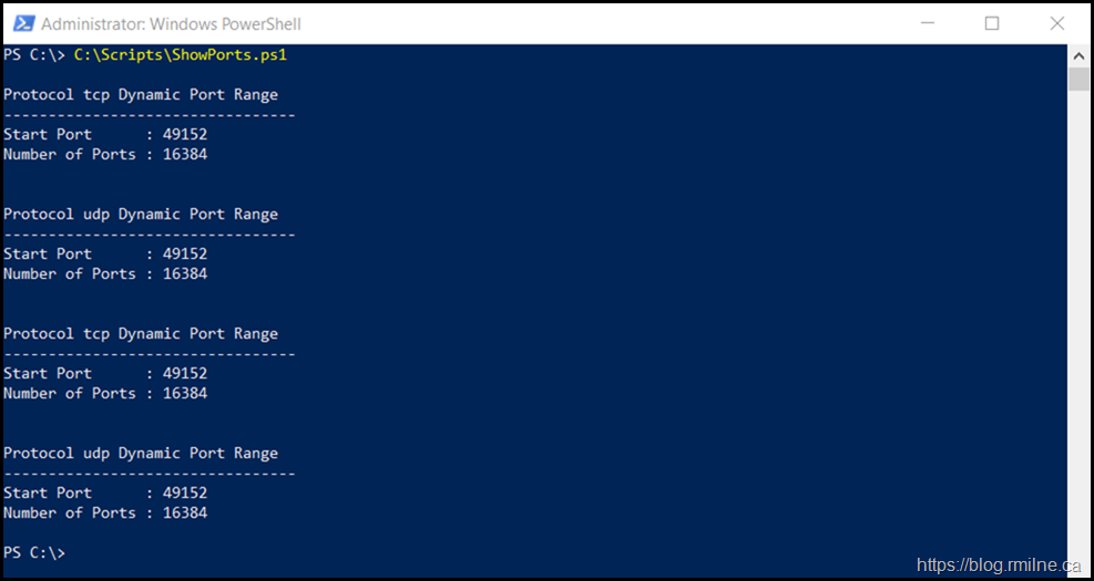 TCP/IP Port Range - Windows 10 20 H2