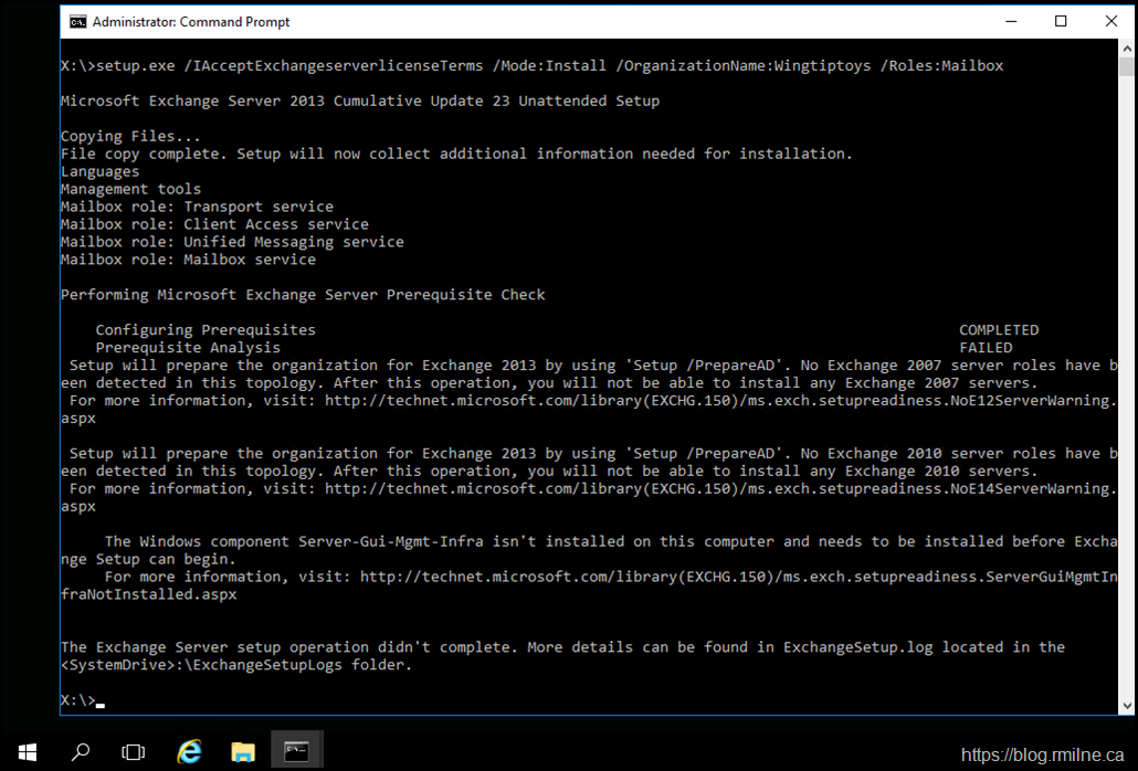 Installing Exchange Error - Server-Gui-Mgmt-Infra isn't installed