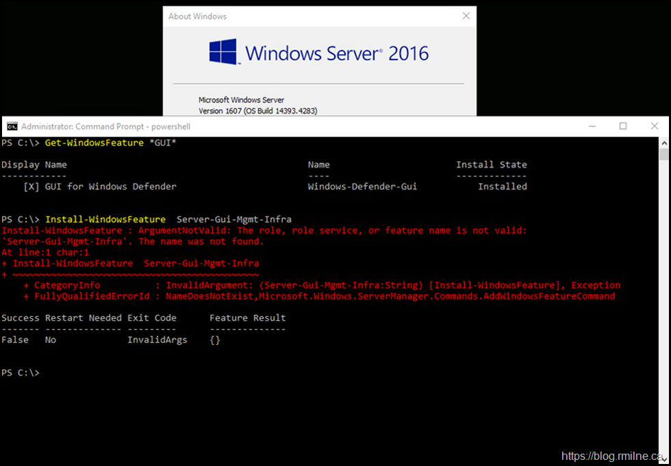 Server-Gui-Mgmt-Infra - Not Present On Windows Server 2016