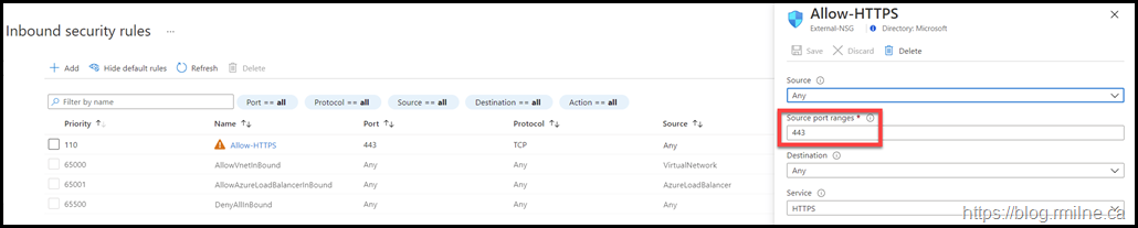 Orange Warning Shown on HTTPS Rule If Specific Source Port Is Set