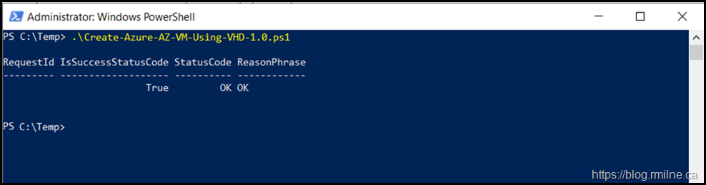 VM Sucessfully Created From UnManaged VHD