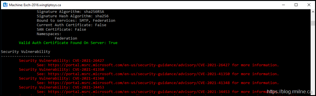 Exchange Health Check Script - Security Updates Missing