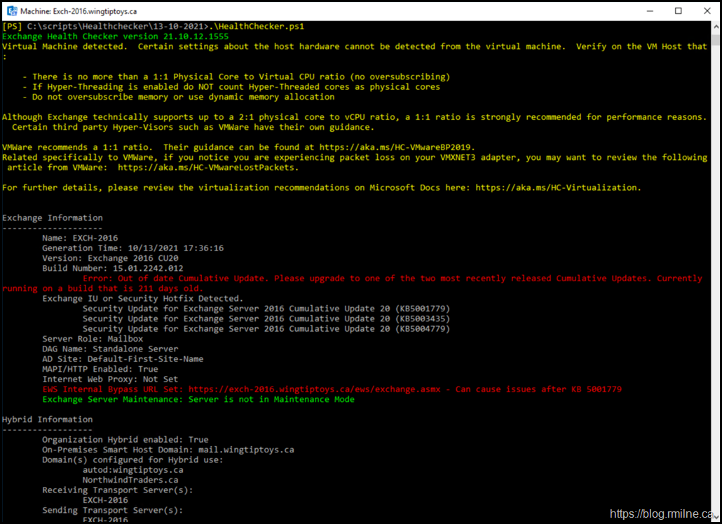 Exchange Health Check Script - Outdated CU