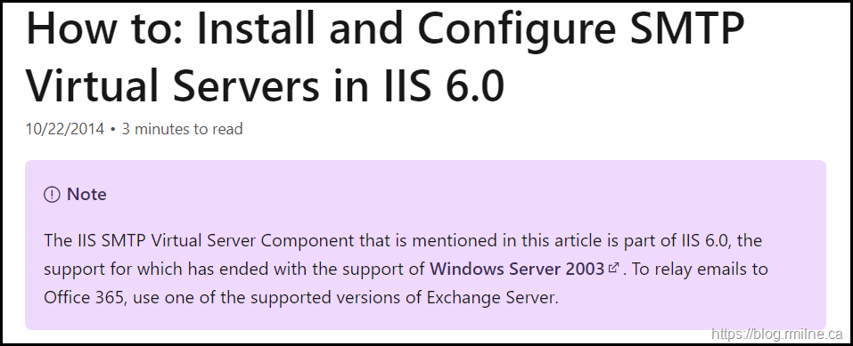 IIS SMTP Component Unsupported