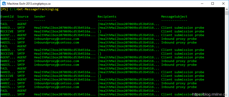 message trace powershell exchange 2016