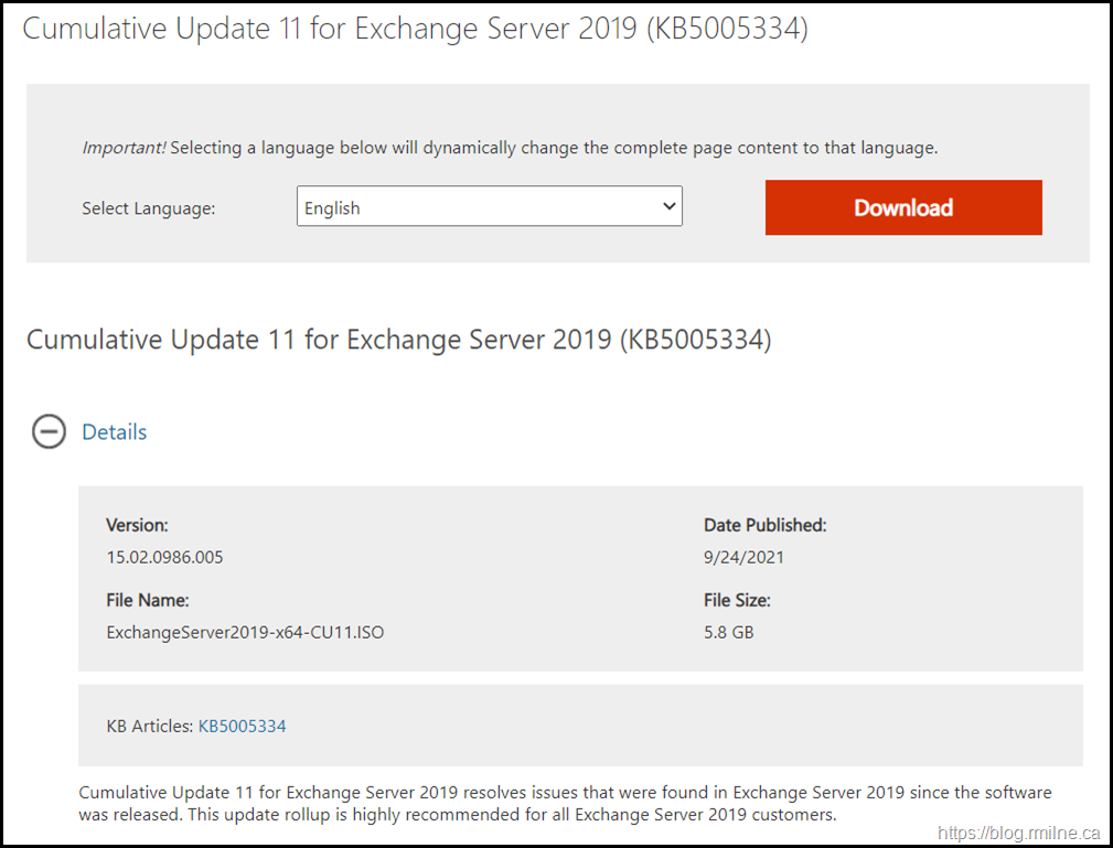 Download Exchange 2019 CU11