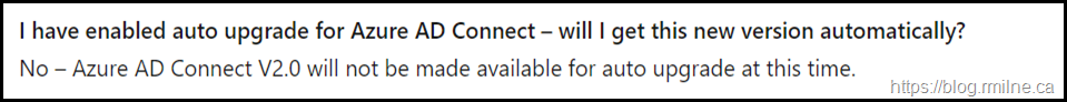 Azure AD Connect Version 2 Not Available For Auto Upgrade At This Time