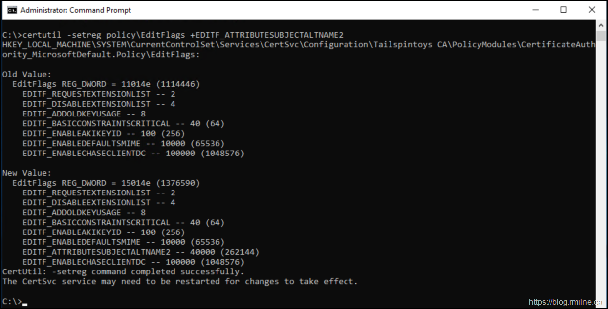 Allowing Additional Attributes Via CA Submissions Page - Use Caution!