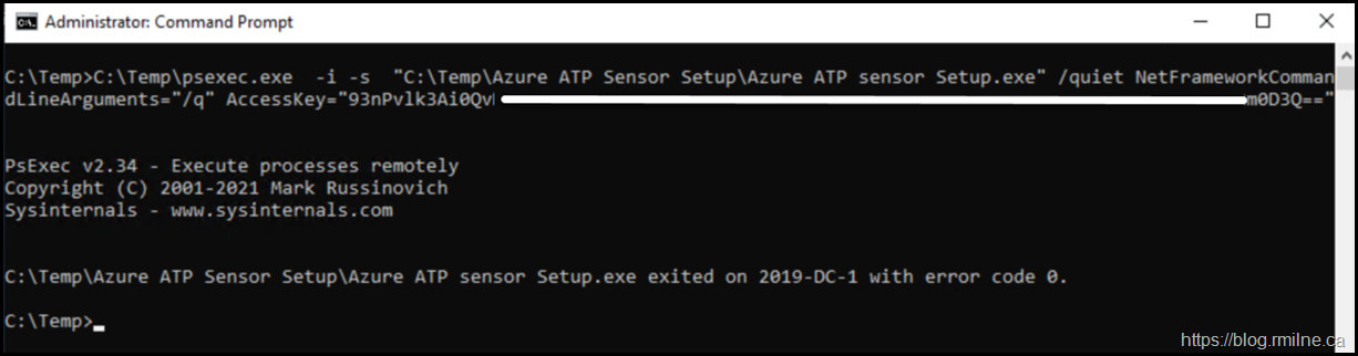 Using PsExec To Install MDI Sensor In LocalSystem Context On Windows Server 2019