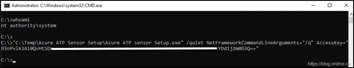 Using PsExec To Install MDI Sensor In LocalSystem Context On Windows Server 2019 - Interactive Using Previously Spawned CMD Prompt