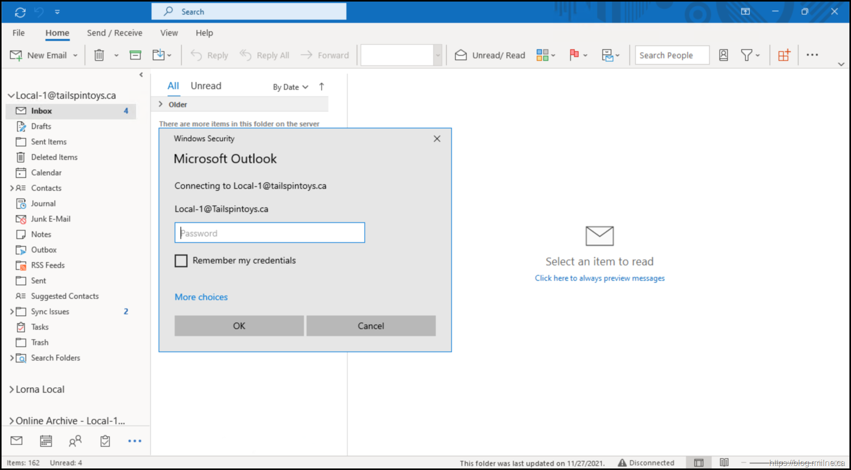 Outlook Authentication Pop-UP