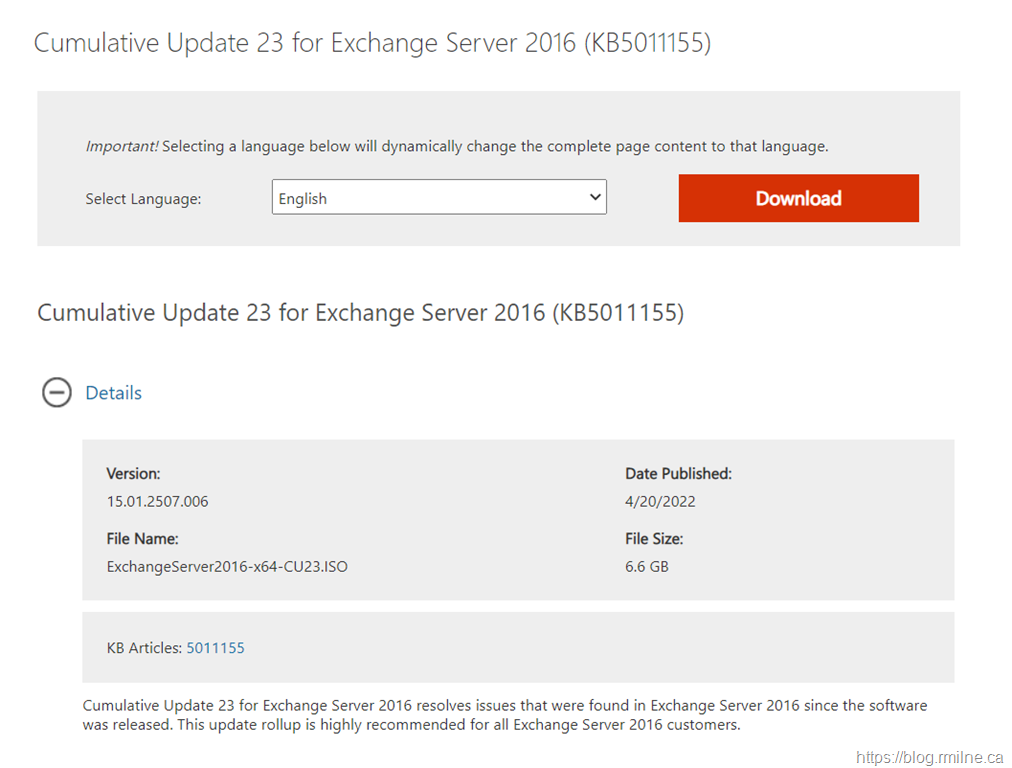 Exchange 2016 CU23 Released