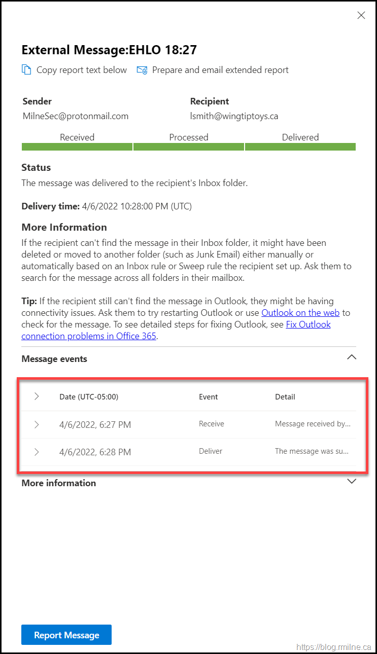 Message Trace Does NOT SHOW ETR Processed The Message