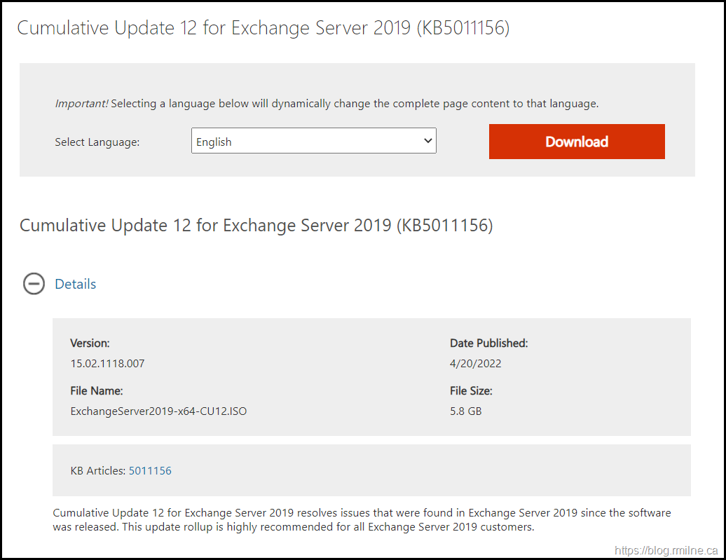 Download Exchange 2019 CU12