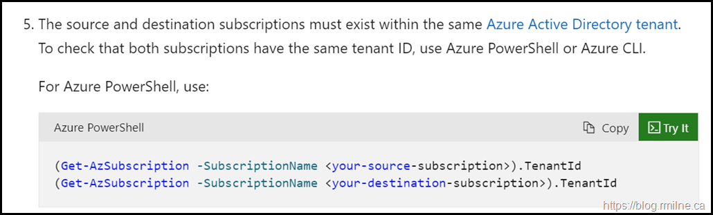 Migrate Azure Resources - Subscriptions To Exist In Same Tenant