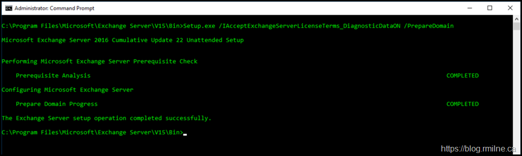 Running Exchange /PrepareAD To Remediate CVE-2022-21978