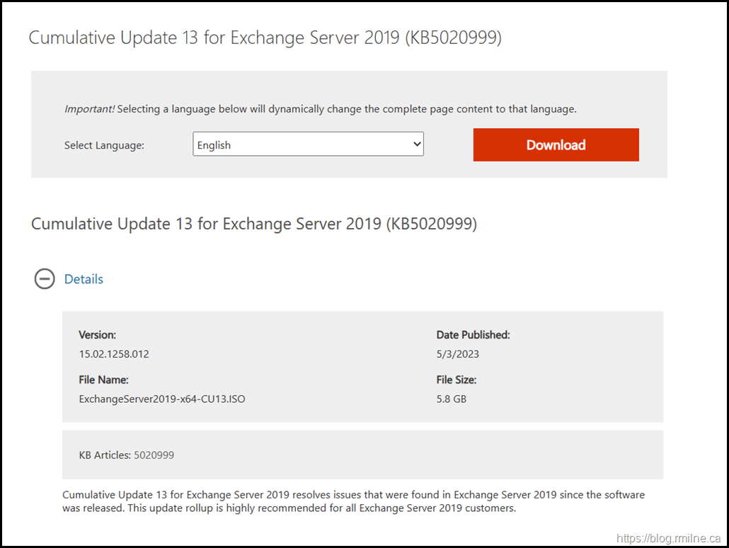 Download Exchange 2019 CU13