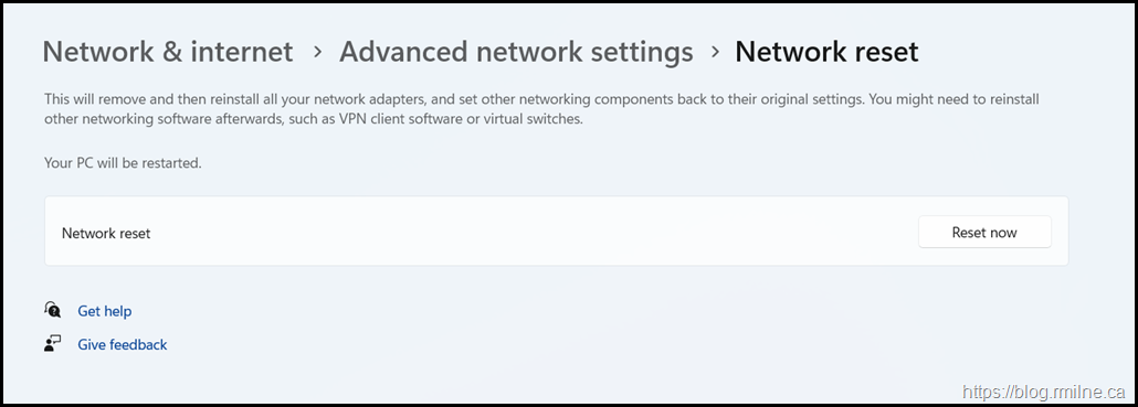 Windows 11 Network Reset