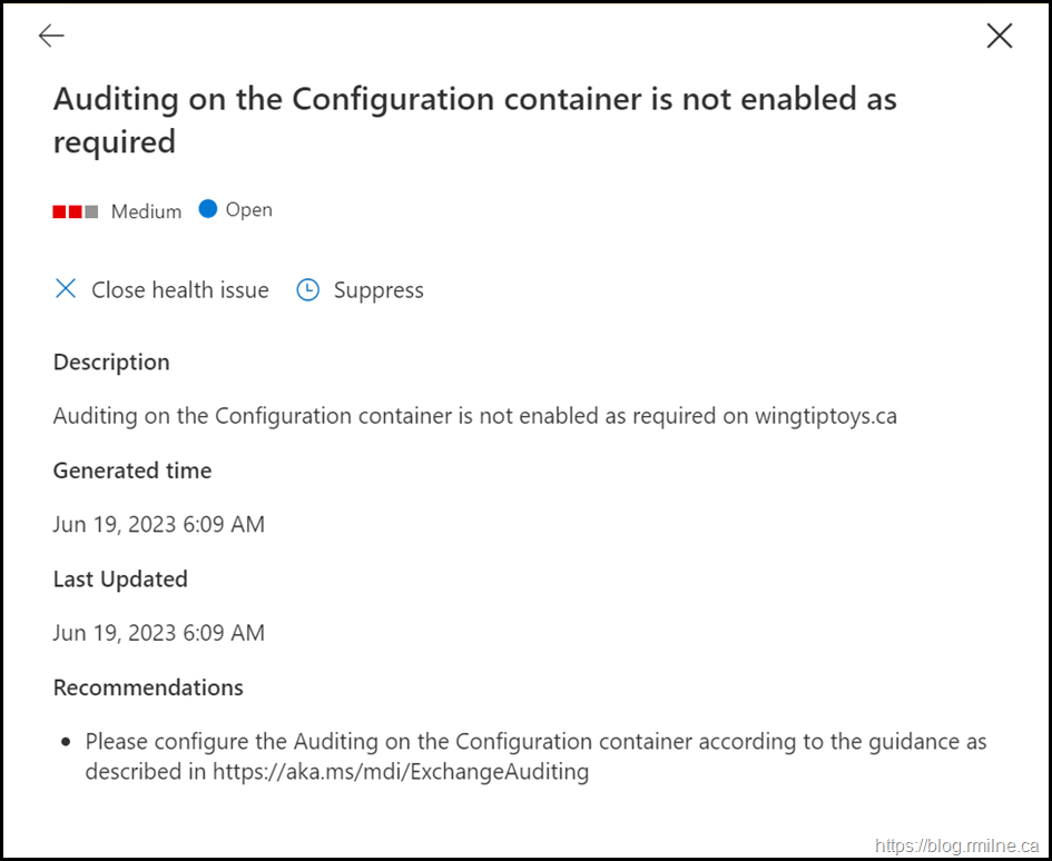 MDI Portal Health Issues - Configuration Auditing