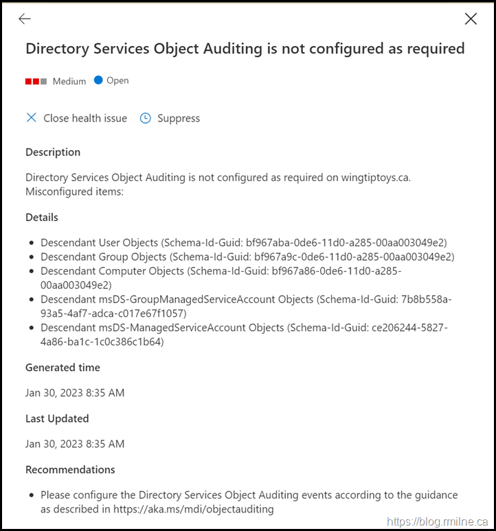 MDI Portal Health Issues - Configuration Auditing