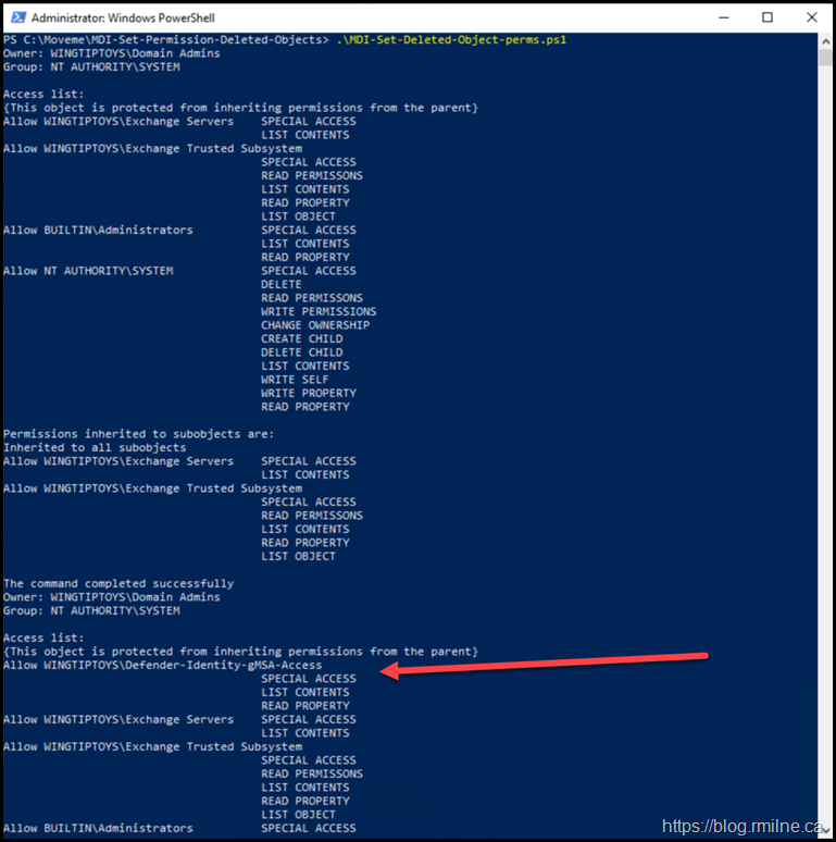 Lab Ending Permissions Set to Deleted Objects Container
