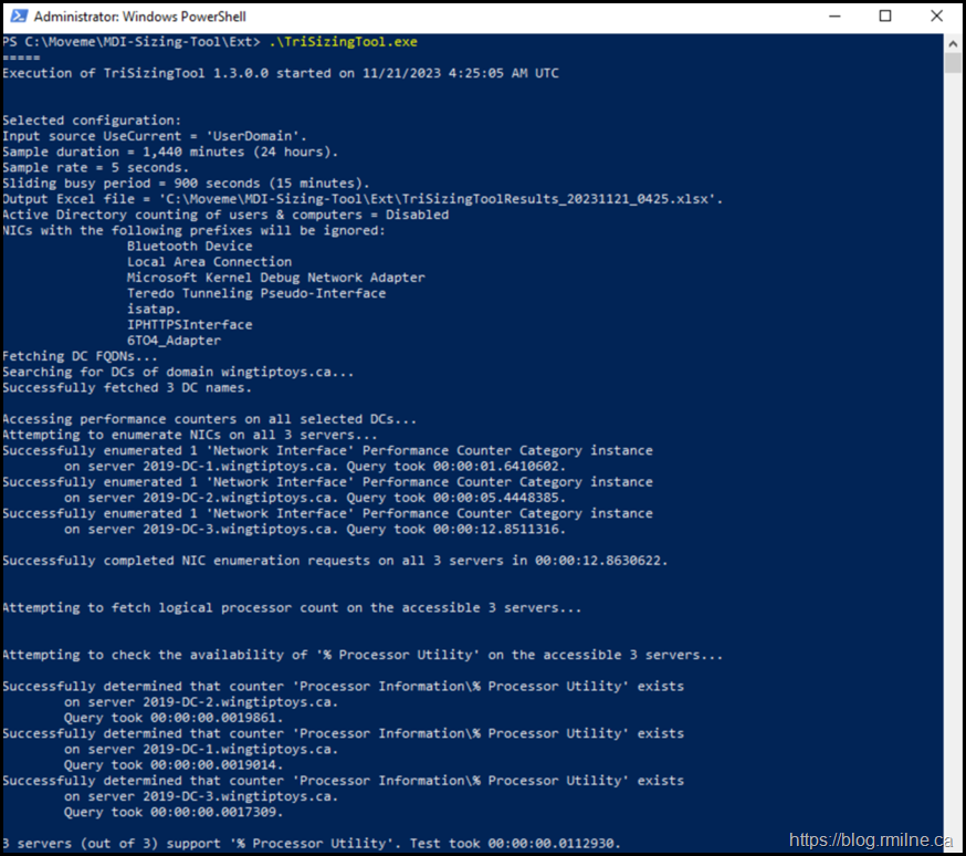 MDI TRI Sizing Tool Default Execution