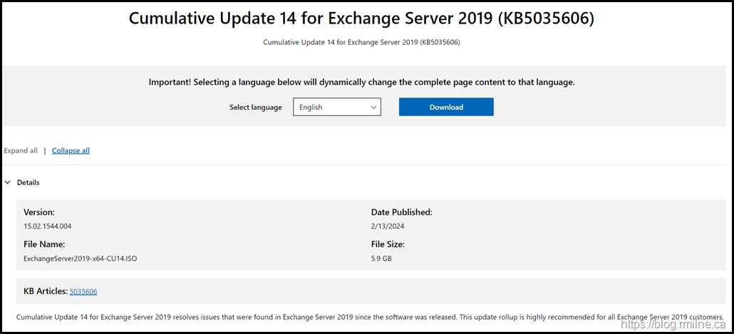 Download Exchange 2019 CU14
