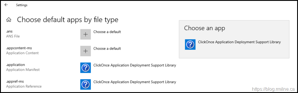 Windows Server 2019 - Default Apps By File Type - Limited UI
