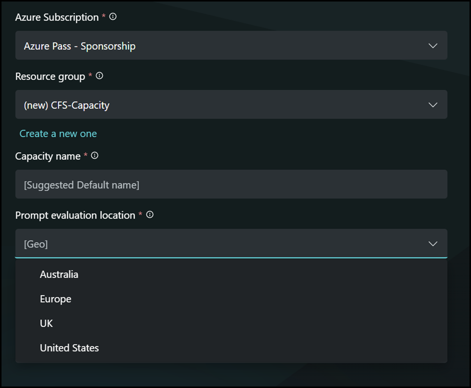 Copilot for Security Setup - SCU Location Details