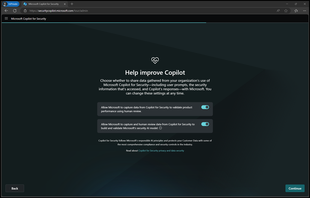 Copilot for Security Setup - Customer Data Sharing Consent