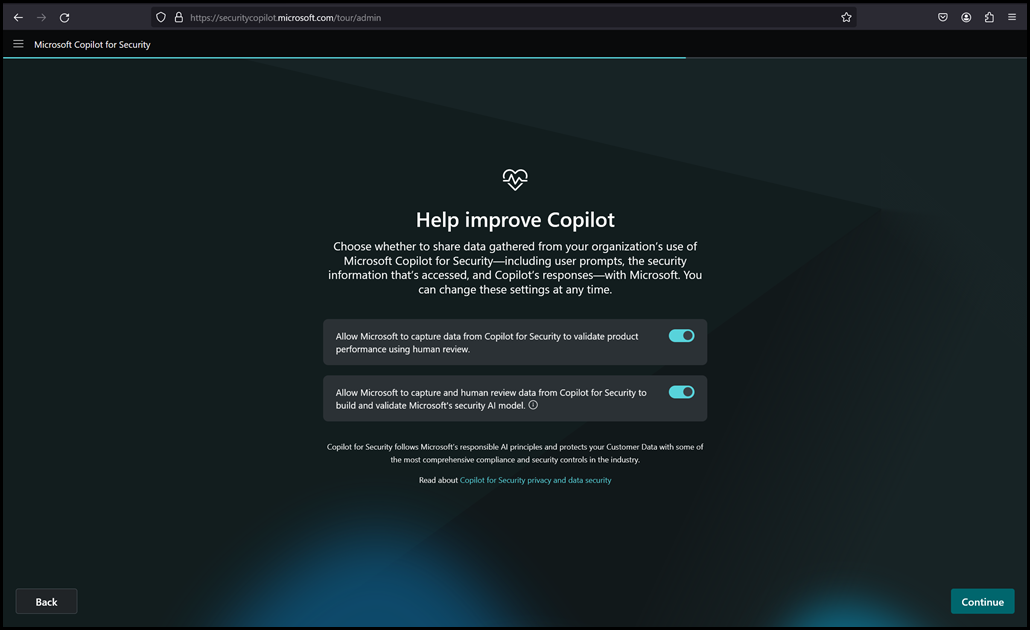 Copilot for Security Setup - Sharing Consent