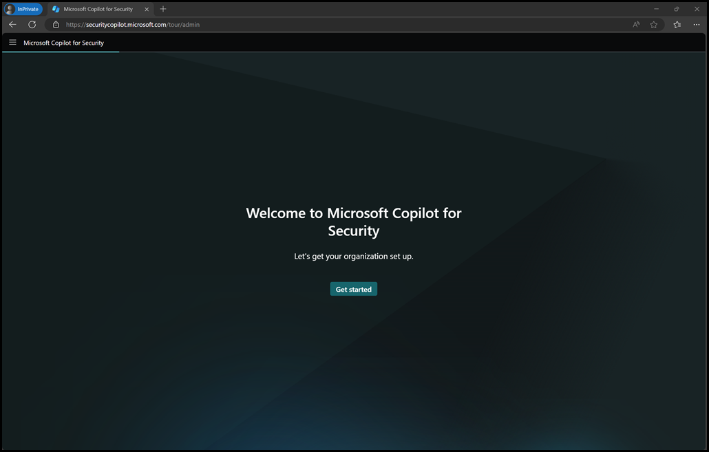 Copilot for Security Setup - Welcome Screen