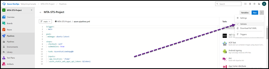 Azure Static Web App - Use The Validation Tool