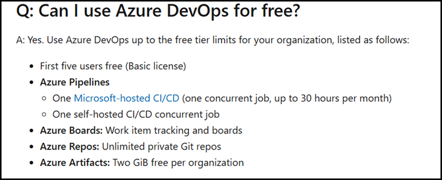 Azure DevOps Free Limitations