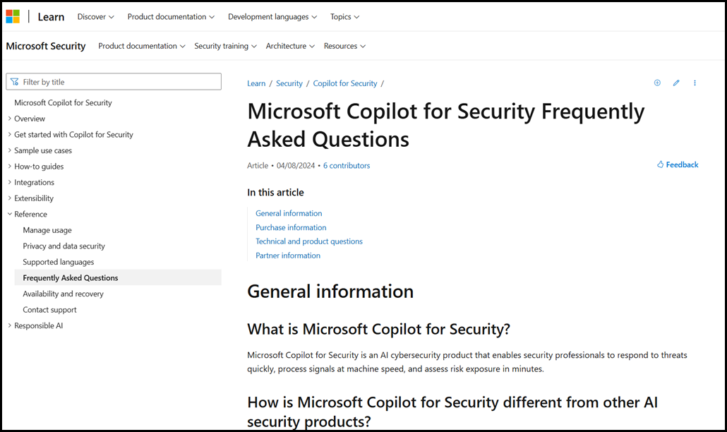 Microsoft Copilot for Security FAQ