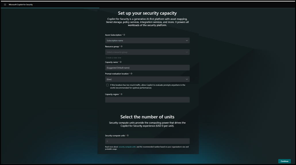 Copilot for Security Setup - Setup Security Capacity