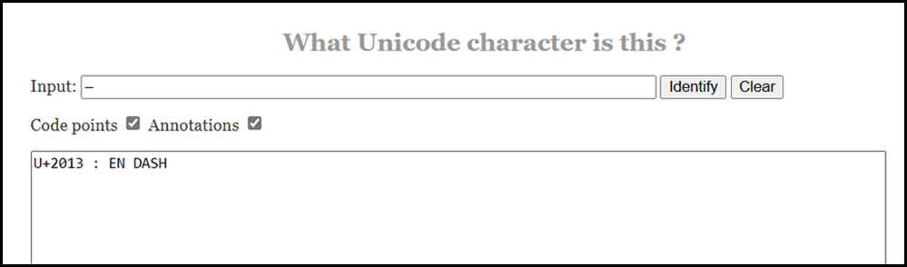 Check Hyphen Against Unicode Character Set