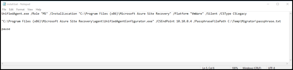 Azure Migrate Sample Migration Batch File