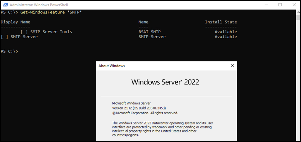 IIS SMTP Install Still Listed on Server 2022