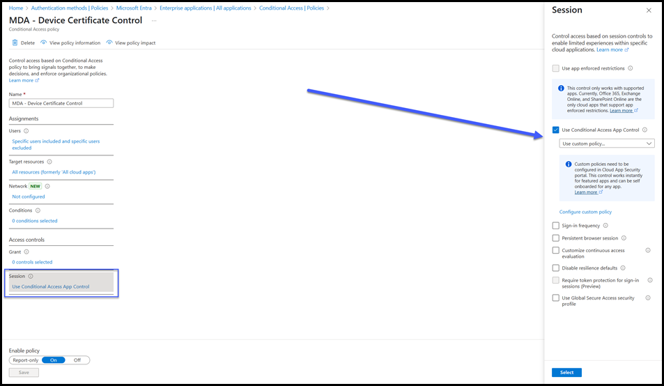 Conditional Access Policy Using App Control Policy