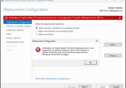 Windows Server 2025 DC Blocked By Unsupported FFL