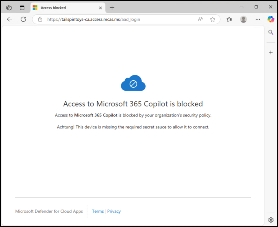 Defender for Cloud Apps Access Policy - Access Blocked for Browser Traffic
