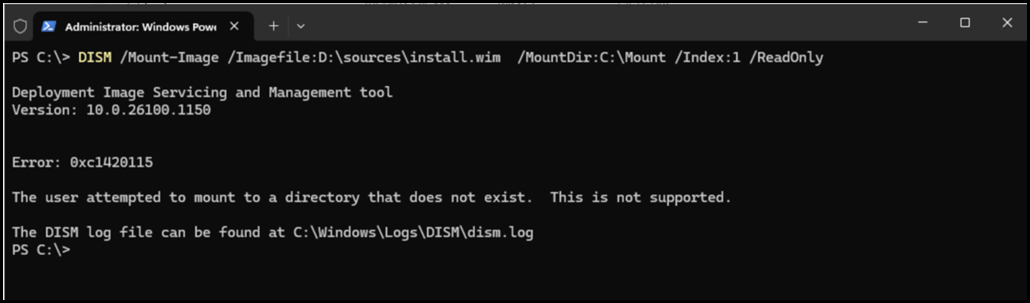 DISM Error Attempted To Mount A Directory That Does Not Exist