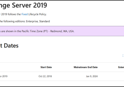 Exchange Server 2019 End of Support Dates