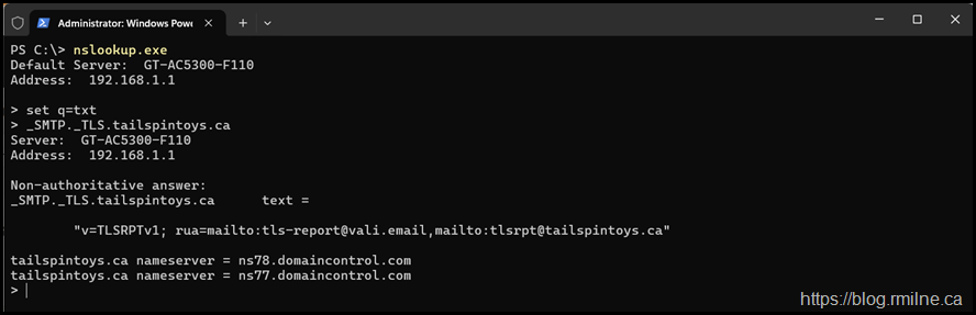 Use Nslookup To View TLS-RPT Interactively Use Nslookup To View TLS-RPT Interactively