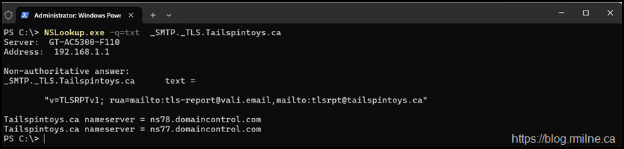 Use Nslookup To View TLS-RPT Non-Interactively Use Nslookup To View TLS-RPT Non-Interactively